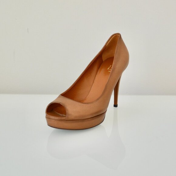 NIB GUCCI SADDLE SOFT TAMPONATO DISTRESSED LEATHER PUMPS - Picture 1 of 9